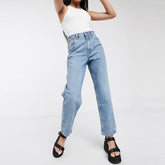 monki mom fit high rise random light blue women jeans